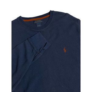 Polo Ralph Lauren‎ Mens Large Navy Blue Thermal Henley Shirt